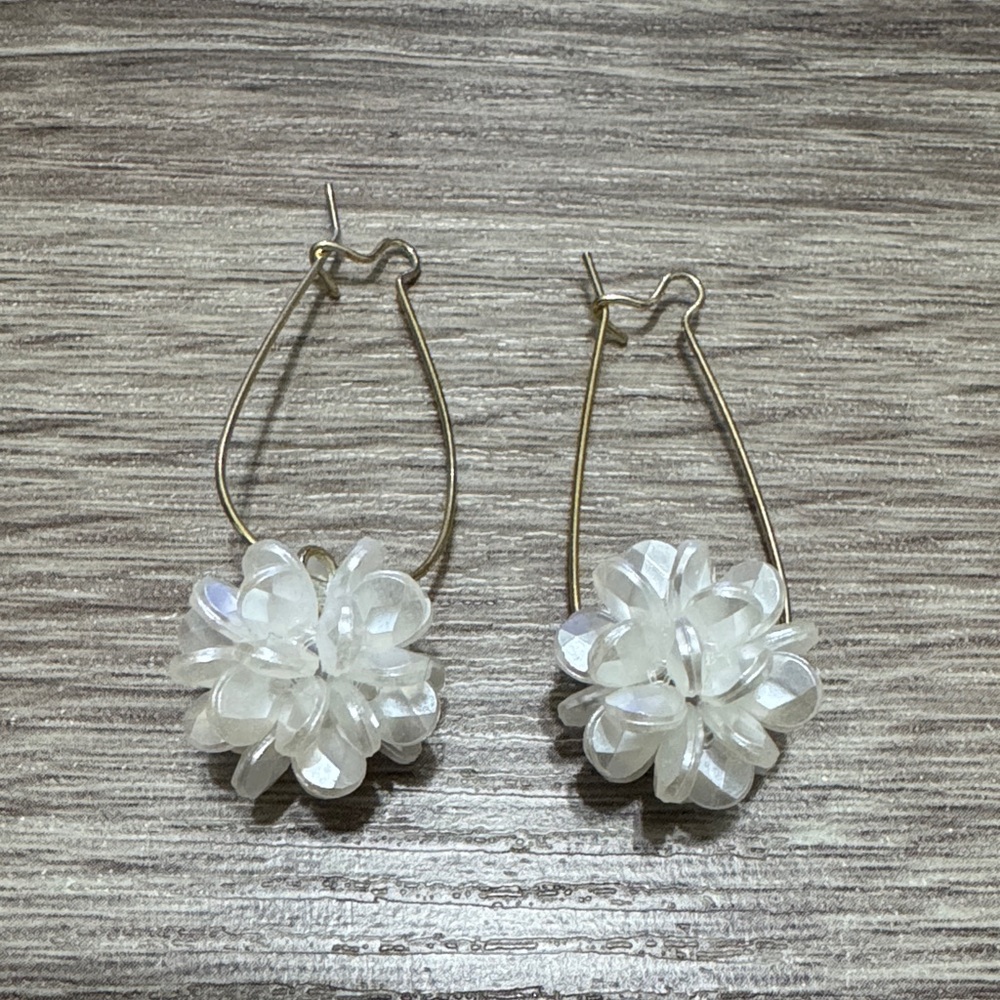 Elegant Gold and White Floral Earrings